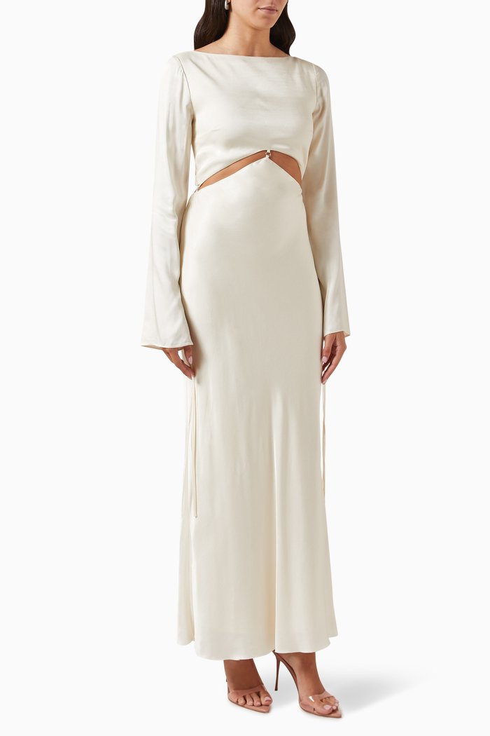 

Diamond Days Maxi Dress in Satin, White