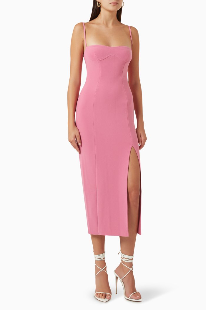 

Marisol Midi Dress in Bonded Stretch Crepe, Pink