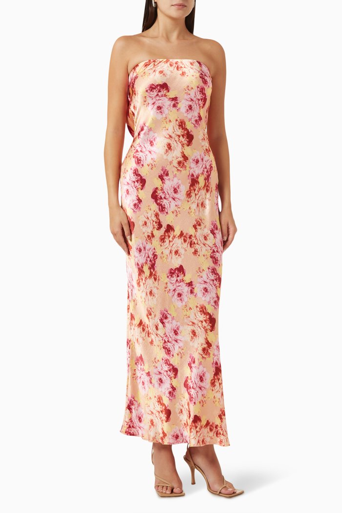 

Moondance Strapless Dress in Satin, Multicolour