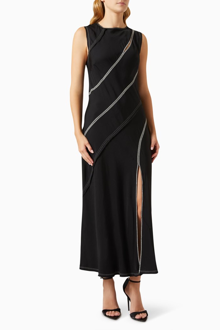 

Emery Panel Maxi Dress in Jersey, Black
