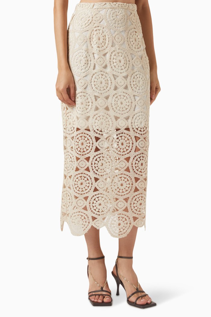 

Pencil Skirt in Macrame, Neutral