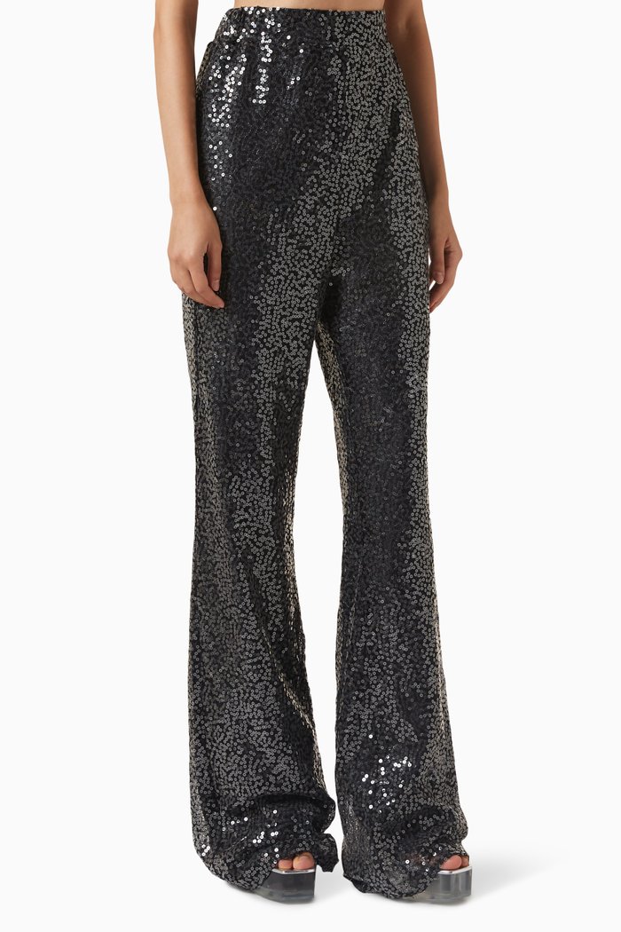 

Flared Pants in Sequin, Black