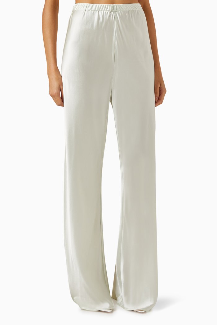 

Clare Wide-leg Pants in Silk, Green