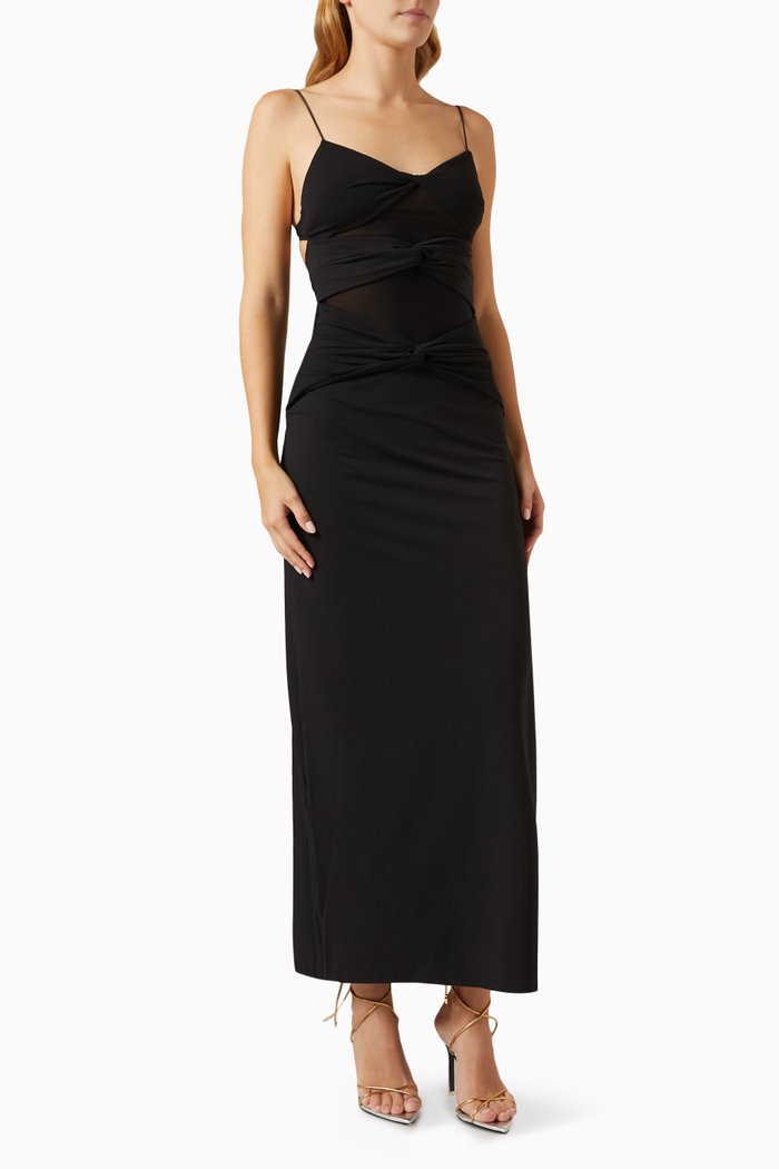 

Montana Twist Maxi Dress in Jersey, Black