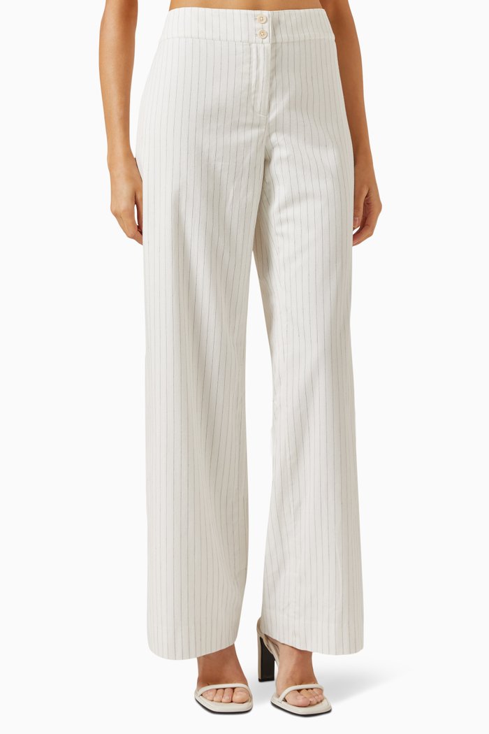 

Natasha Pinstripe Pants in Jacquard Cotton, Neutral