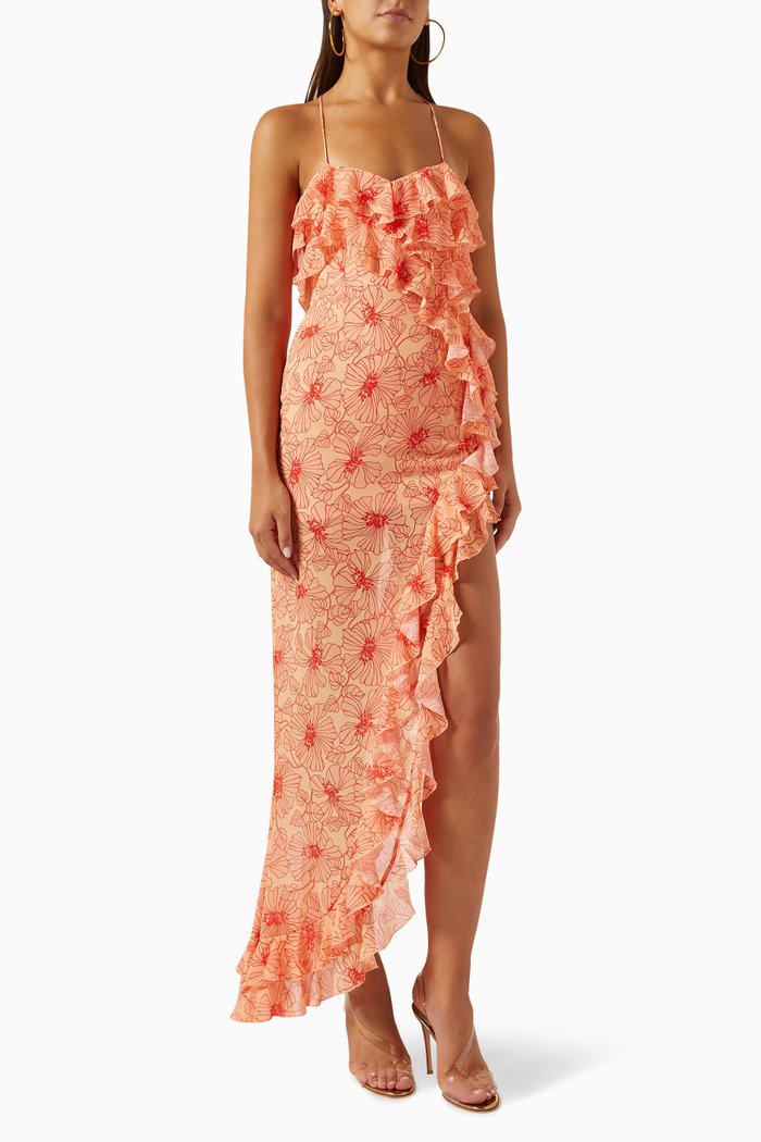 

Tranquilla Frill Dress in Chiffon, Pink
