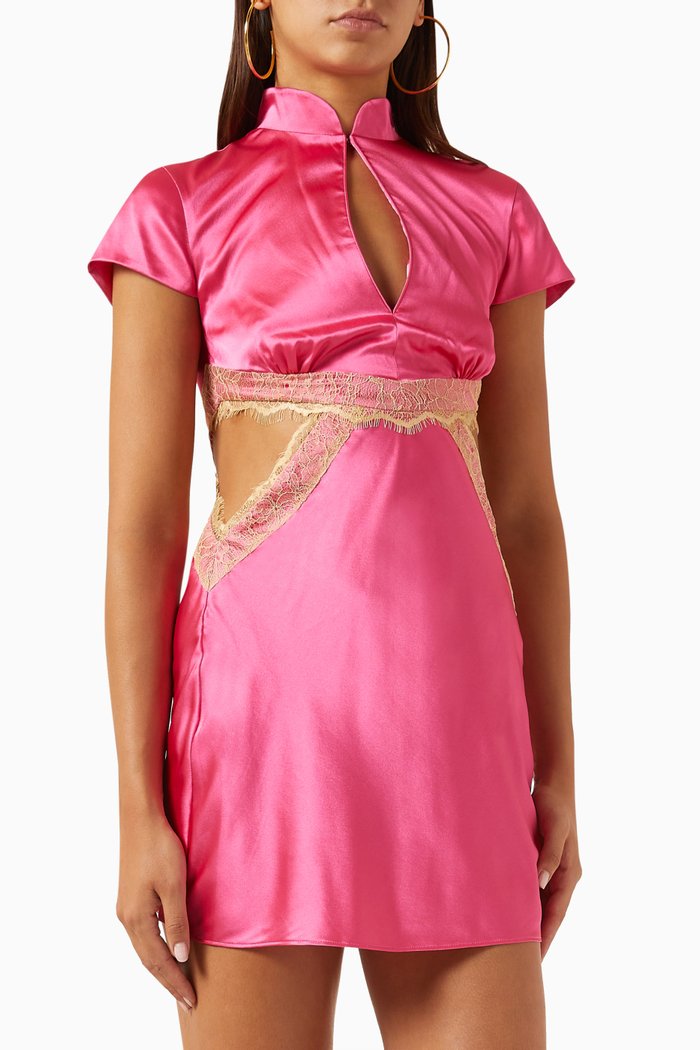 

Mira Mini Dress in Satin, Pink