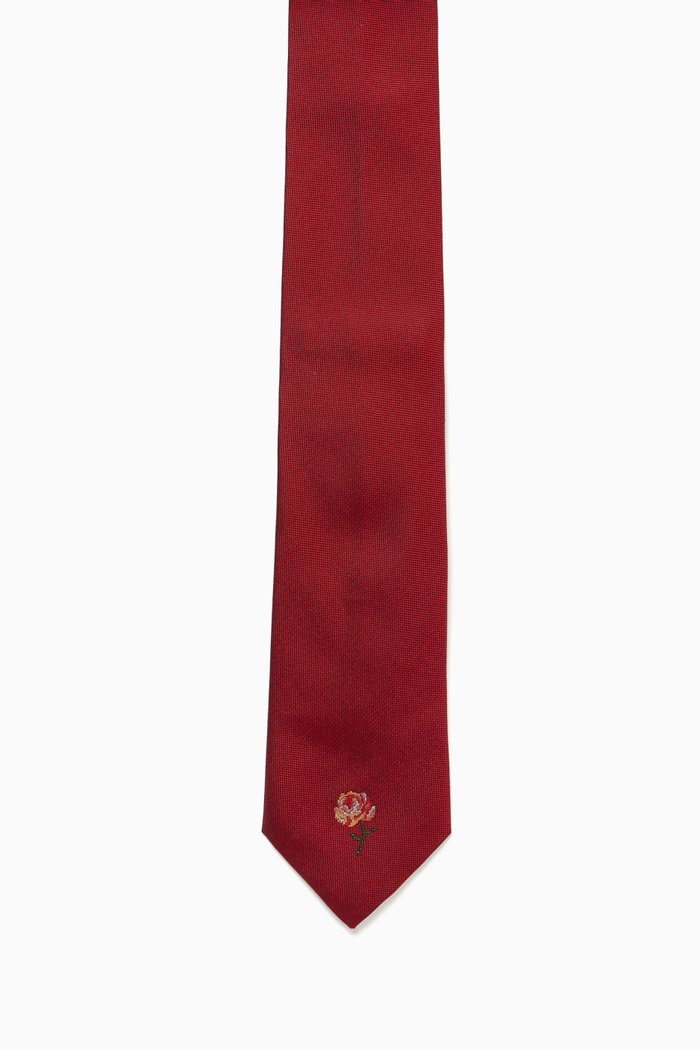 Pixel Rose Tie in Silk, Red