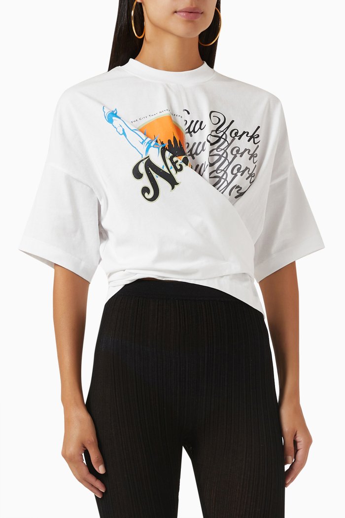 

We Are NY Twisted Tie Back T-shirt in Jersey, White