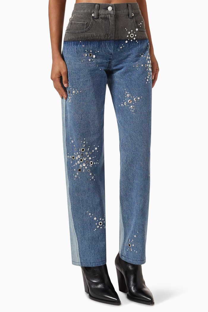 

Liberty Embellished Slouchy Jeans in Denim, Blue