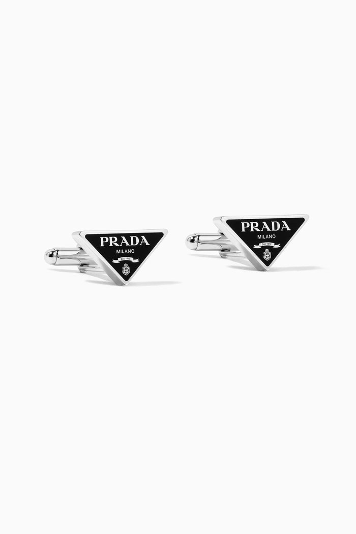 

Triangle Logo Cufflinks in Sterling Silver, Black