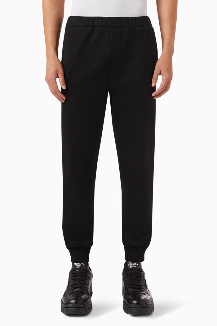 

Logo Re-Nylon Jogging Pants in Cotton Fleece, Black