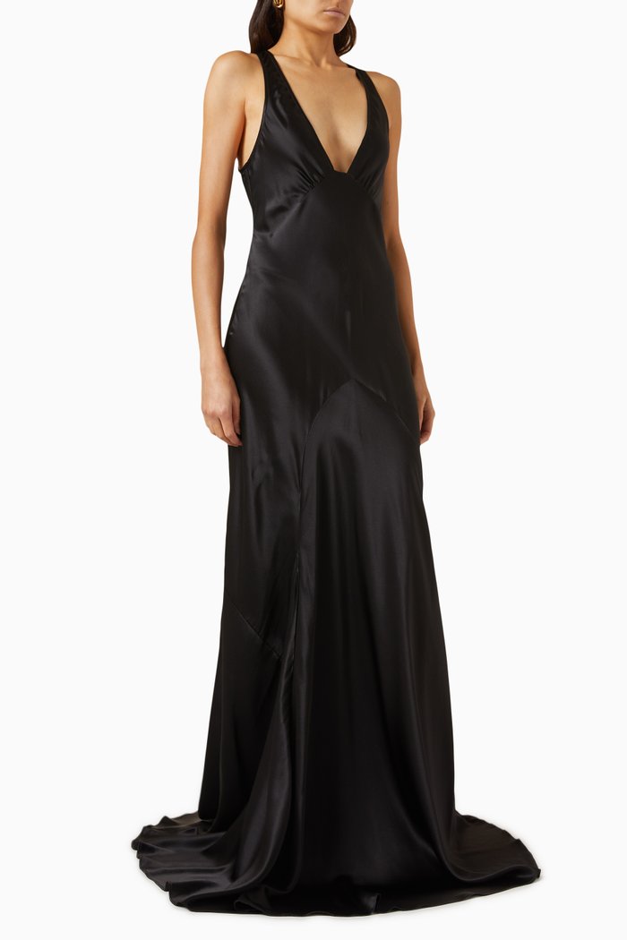 

Charlotte Maxi Dress in Silk, Black