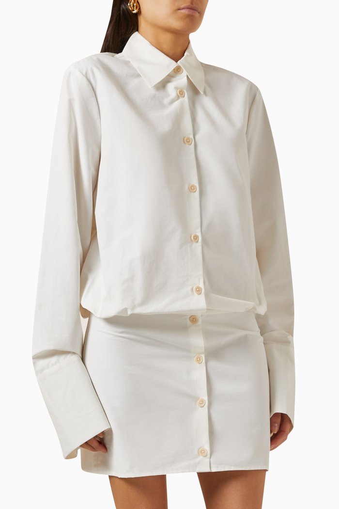 

Yasmin Shirt Mini Dress in Organic Cotton, White