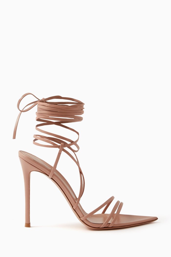 

105 Lace-up Sandals in Nappa, Neutral