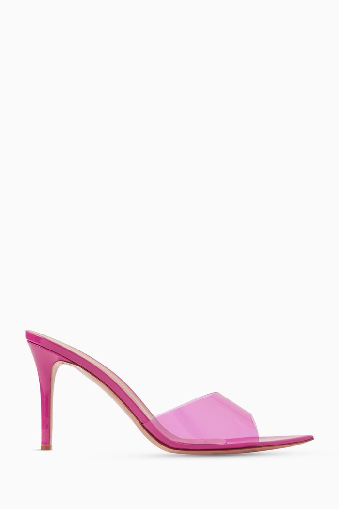 Ellle 85 Mules in Metallic Leather & Plexi, Pink