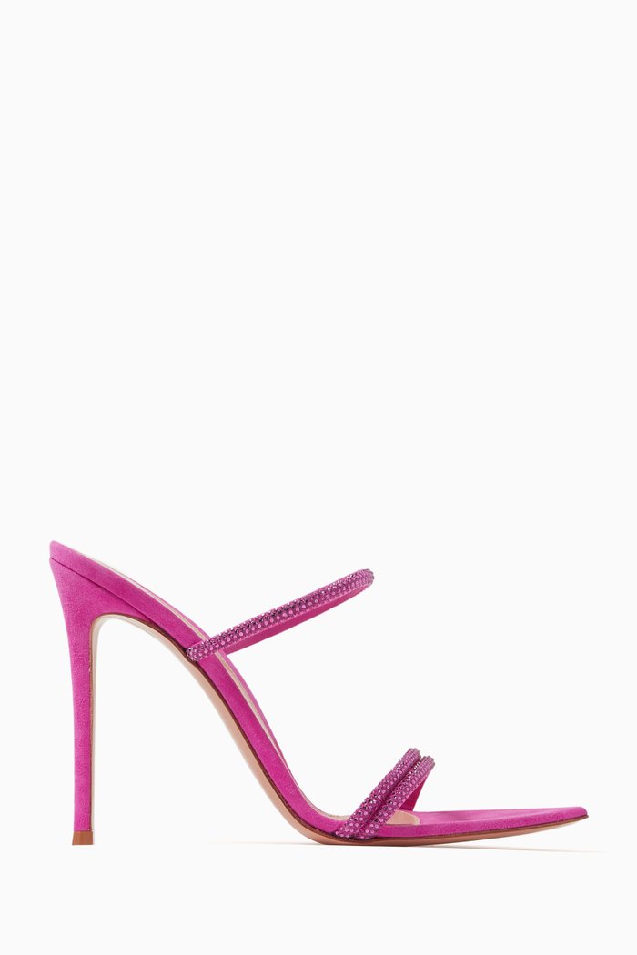 

Cannes 105 Crystal-embellished Mules in Suede, Pink