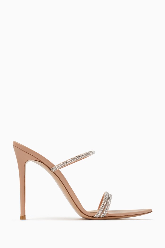 

Cannes 105 Crystal-embellished Mules in Suede, Neutral