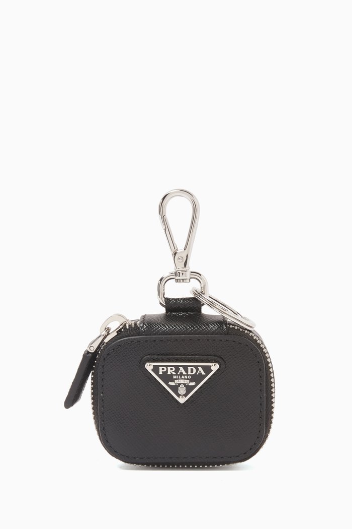 

Logo-detail Coin Holder in Saffiano Leather, Black