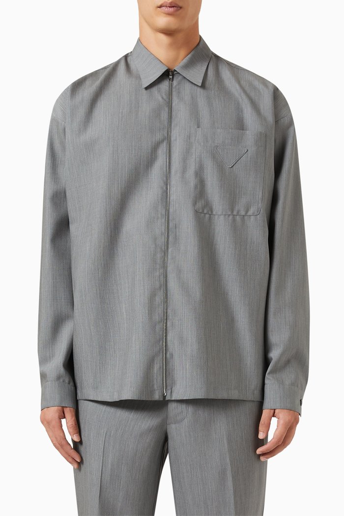 

Oversized Shirt in Wool, Grey