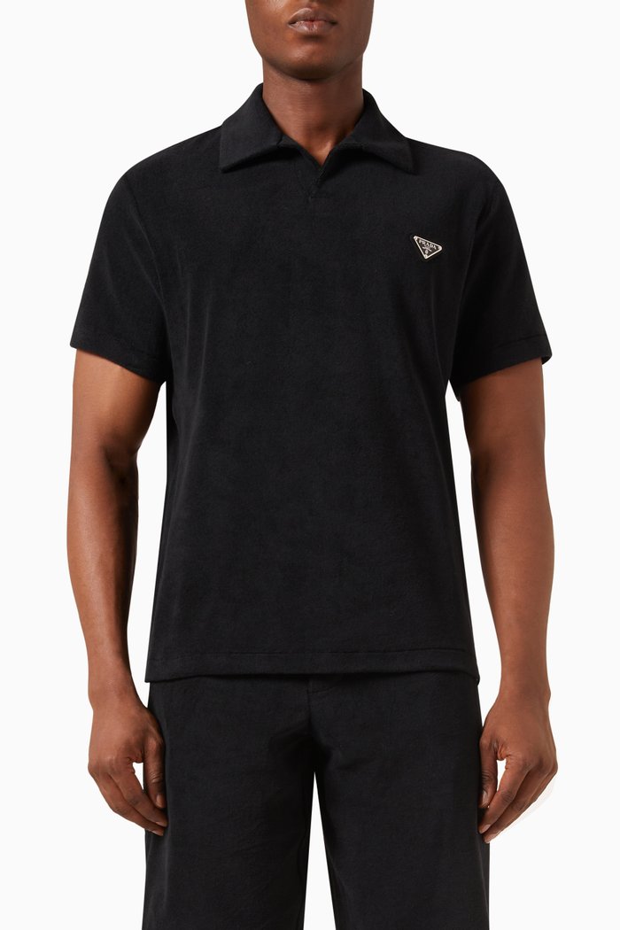 

Logo Polo Shirt in Terrycloth, Black