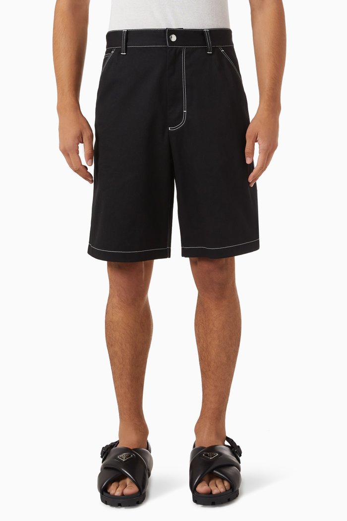 

Contrast-stitched Shorts in Stretch Gabardine, Black