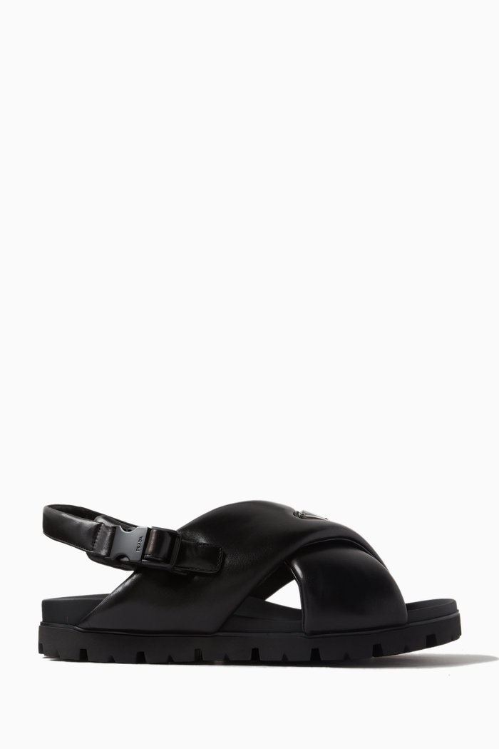 

Criss-cross Sandals in Padded Nappa Leather, Black