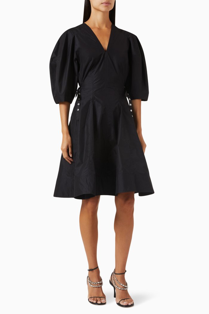 

Puff-sleeve Dress, Black