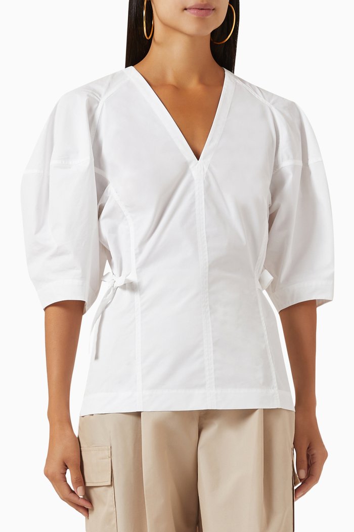 

Puff-sleeve Top, White