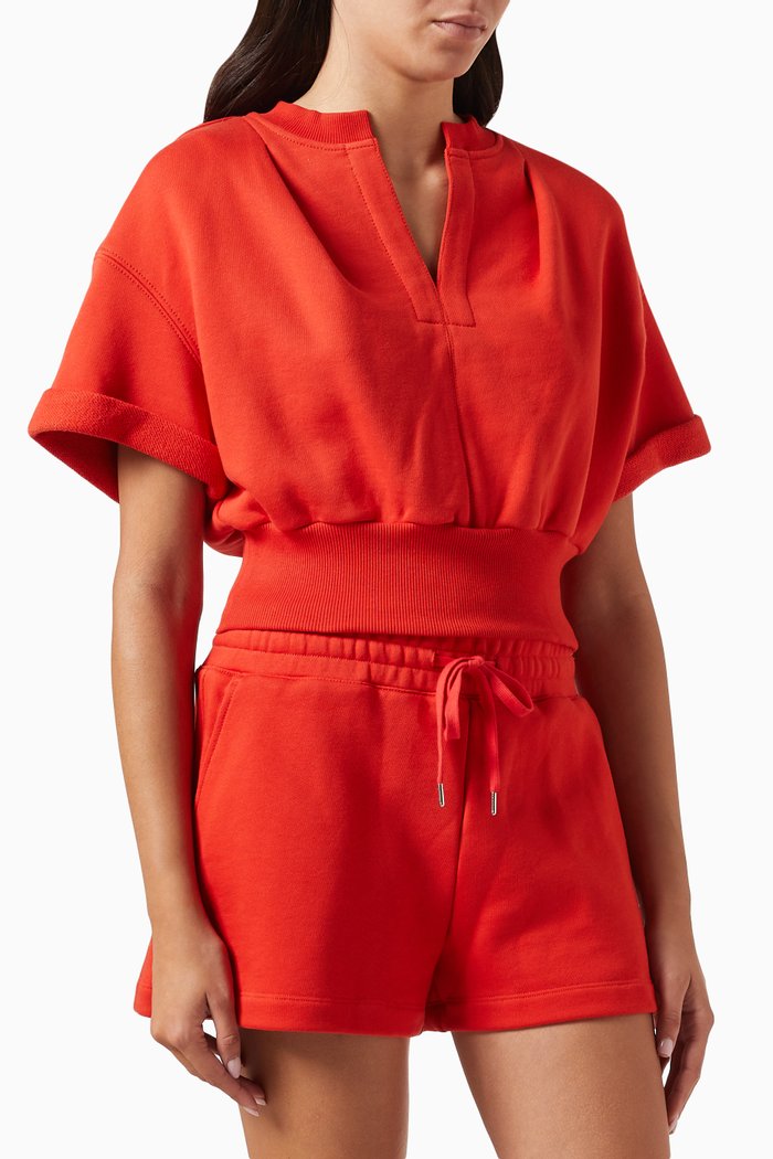 Crop Sweatshirt in Cotton, Red