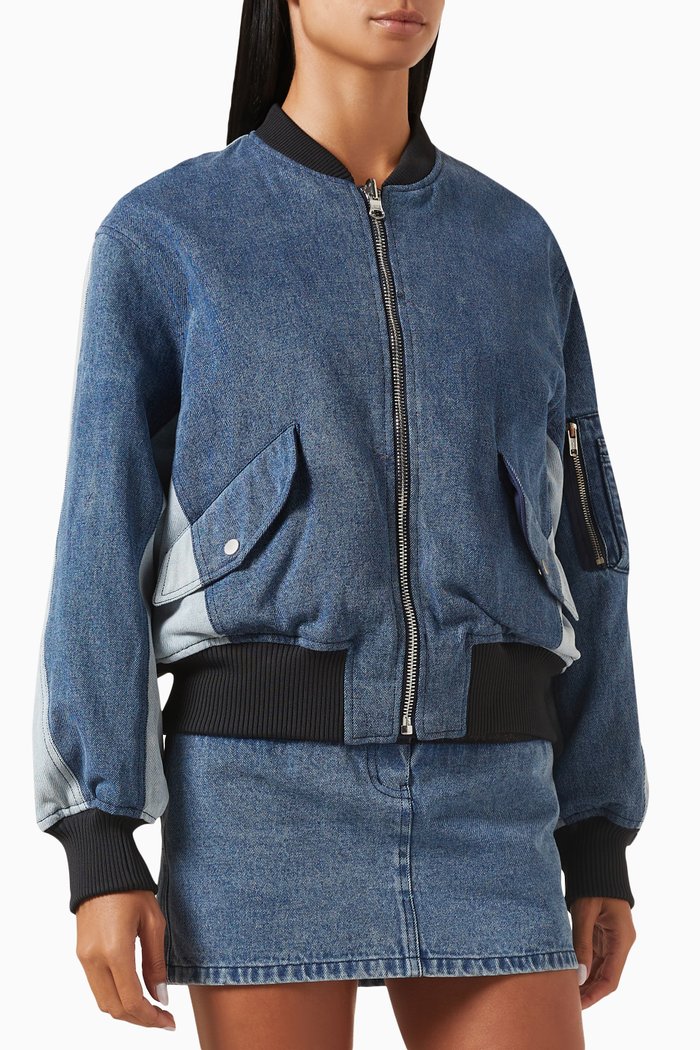

Reversible Bomber Jacket in Denim, Blue