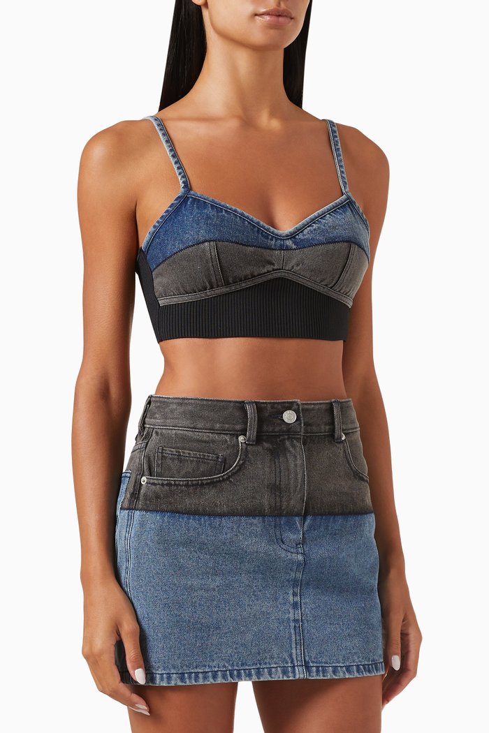 

Two-tone Crop Top in Denim, Blue