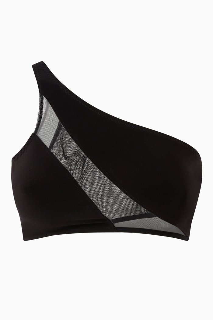 

Snake Bikini Top in Mesh & Poly Lycra, Black