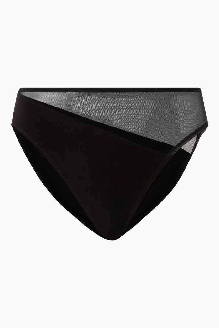 

Snake Bikini Briefs in Mesh & Poly Lycra, Black