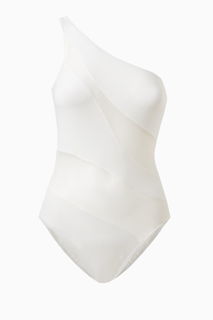 

Snake Mio One-piece Swimsuit in Mesh & Poly Lycra, White