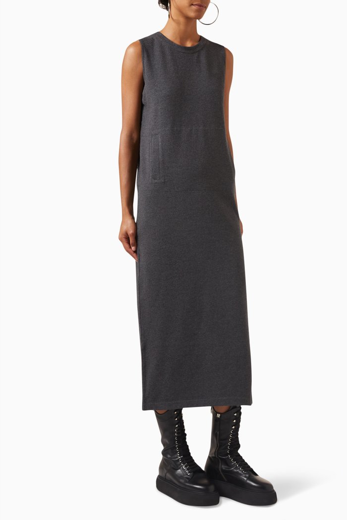 

Side Slit Gown in Cotton, Grey