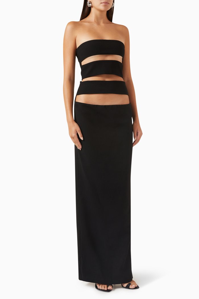 

Cut-out Bandage Maxi Dress in Crepe, Black