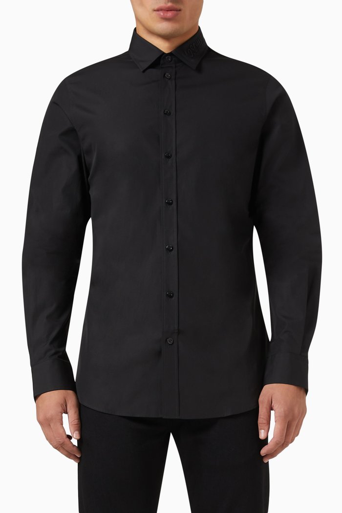 

Embroidered Shirt in Cotton-poplin, Black