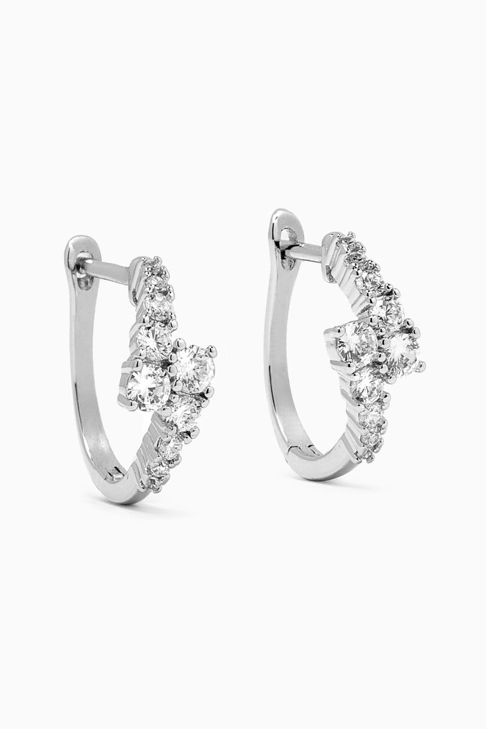 

Bypass Huggies in Rhodium-plated Brass, Silver