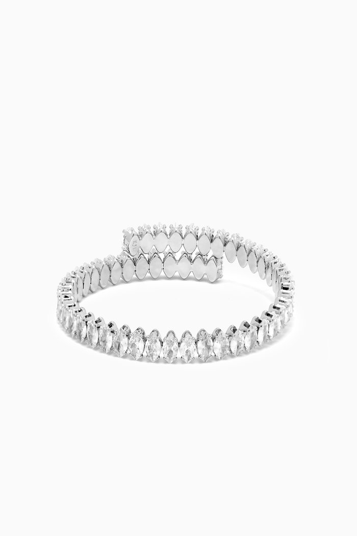 

Marquis Flexi Wrap Bracelet in Rhodium-plated Brass, Silver