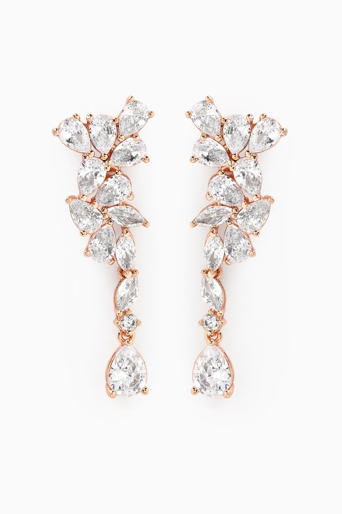 Marquis Waterfall Drop Earrings in 18kt Rose Gold-plated Brass