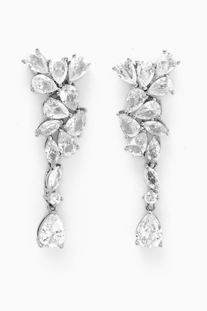 

Marquis Waterfall Drop Earrings in Rhodium-plated Brass, Silver