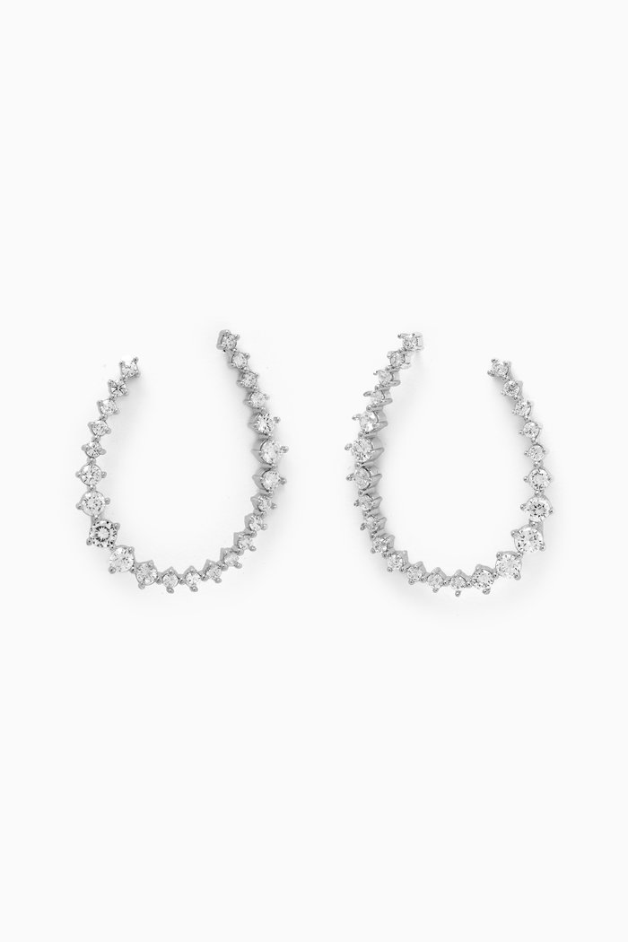 

Open U Graduated Earrings in Rhodium-plated Brass, Silver
