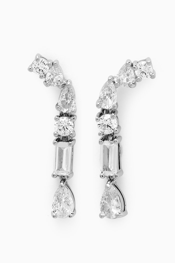 

Multi-shape Half Crawler Earrings in Rhodium-plated Brass, Silver
