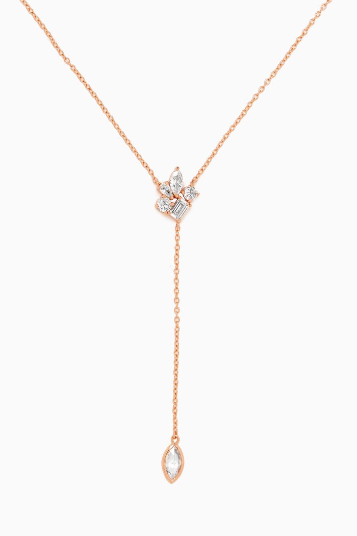 

Multi-shape Y Necklace in Rose Gold-plated Brass