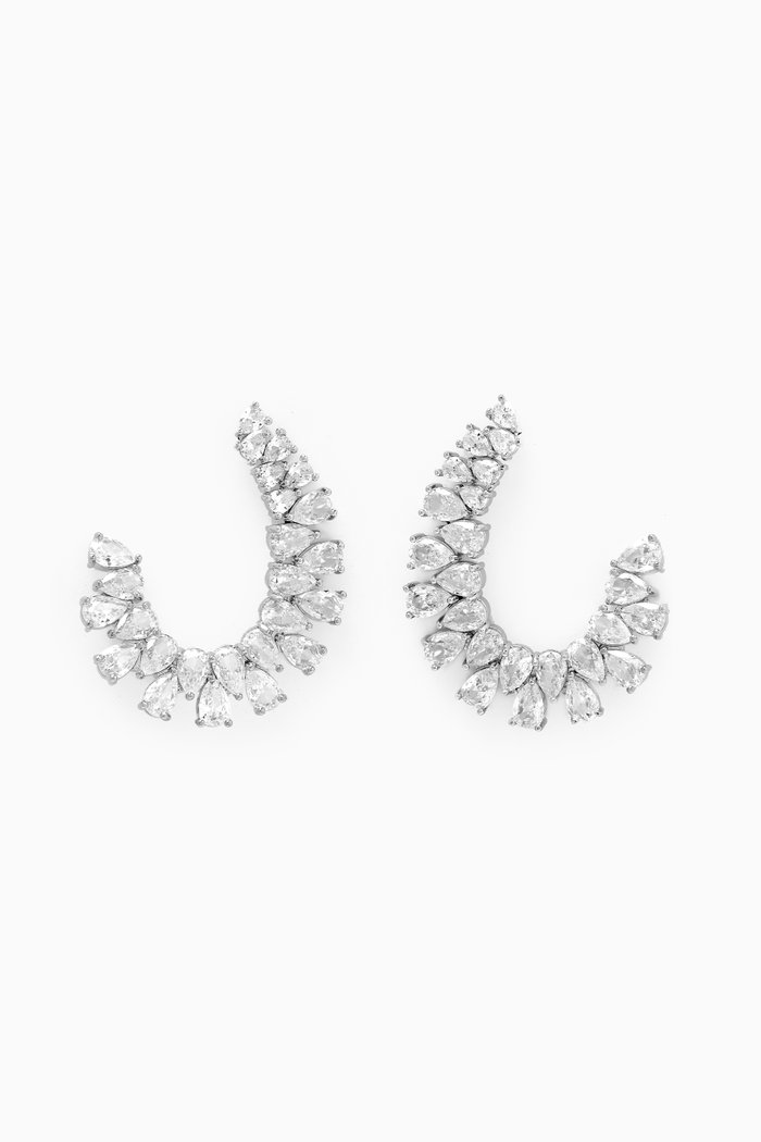 

Curved U Earrings in Rhodium-plated Brass, Silver