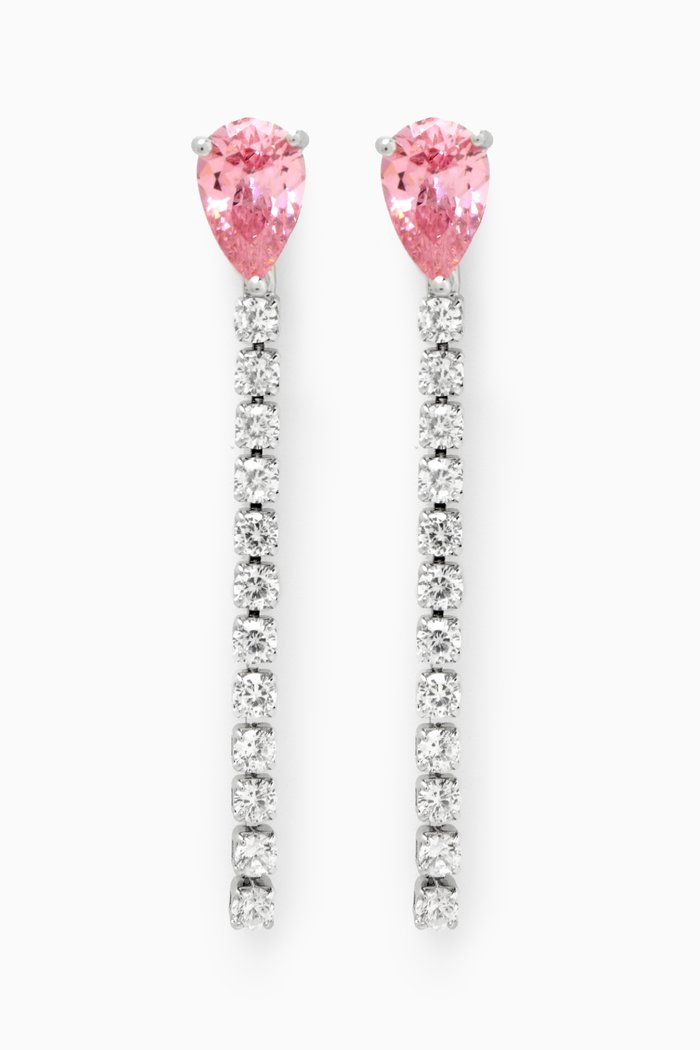

Flexi Straight Line Drop Earrings in Rhodium-plated Brass, Pink
