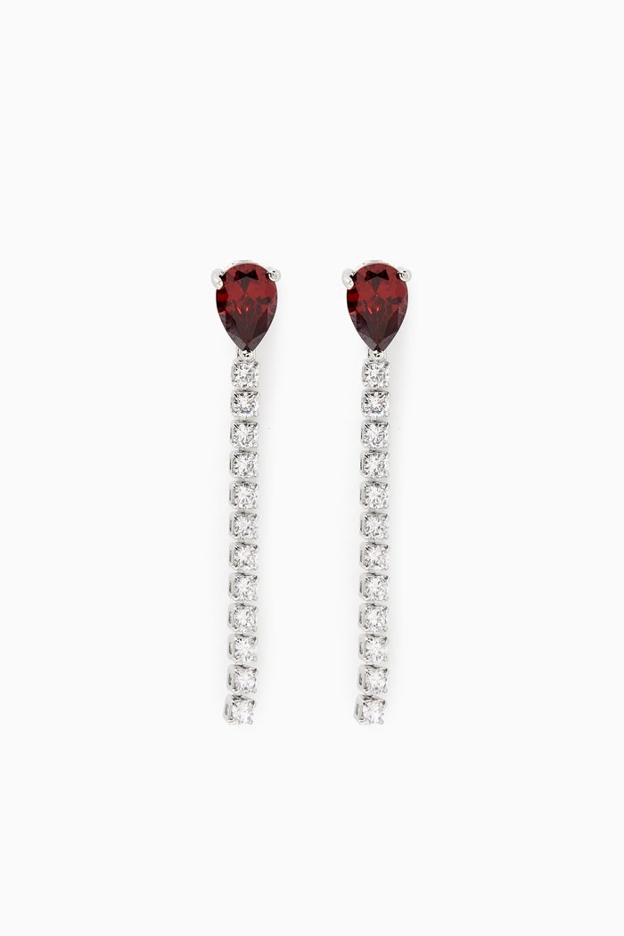 

Flexi Straight Line Drop Earrings in Rhodium-plated Brass, Red