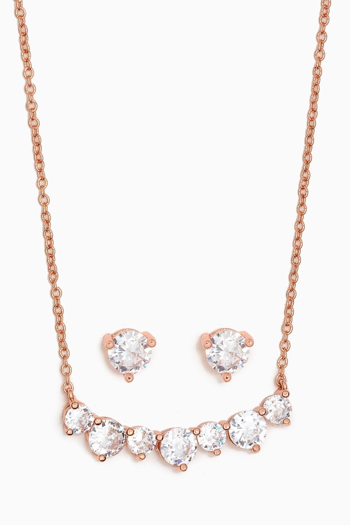 

Round Stud Earrings & Necklace in Rose Gold-plated Brass, Neutral
