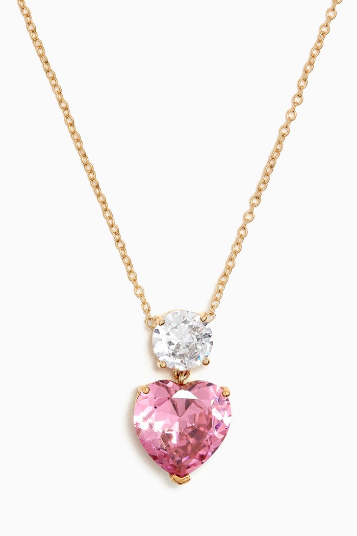 

Heart Pendant Necklace in 14kt Gold-plated Brass, Pink